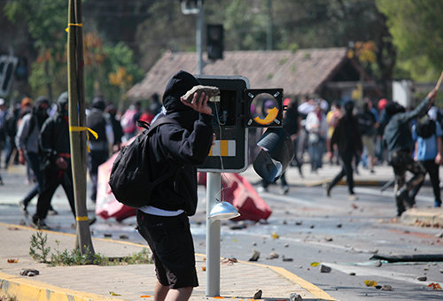 The Alt-Left Media Filming a Riot